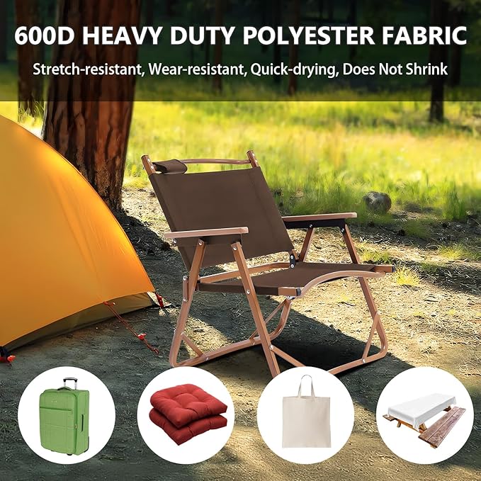Waterproof Canvas Fabric by The Yard 58inch 600D Upholstery Material Polyester Fabric Outdoor Water Resistant Fabric for Sewing Chair Patio Cushion Purse Bag Interior, 15 Yard Brown