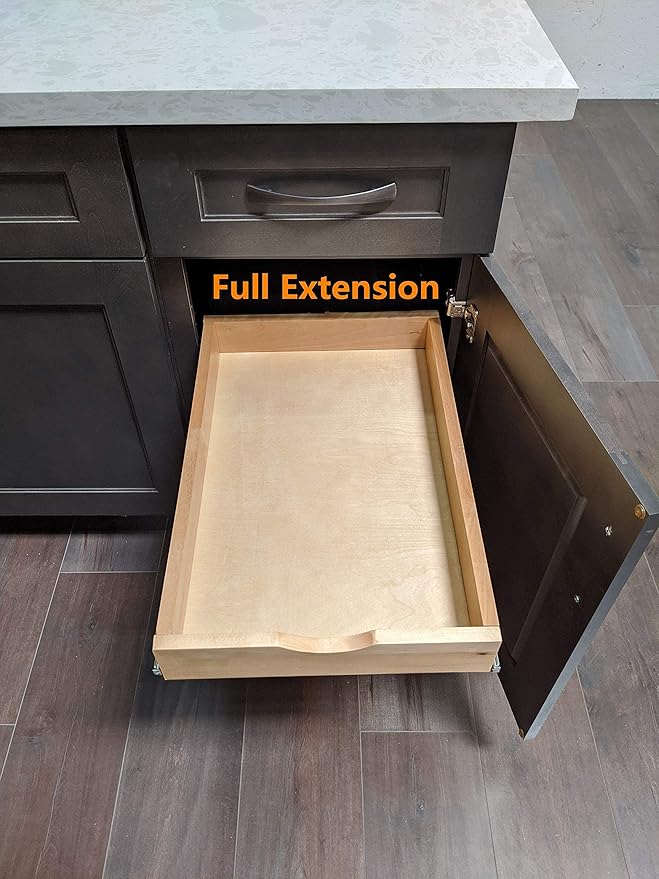 Elysian Pull-Out Tray Organizer, 17" W × 21" D Sliding Storage Drawer with Full-Extension 35mm Ball-Bearing Slides, Roll-Out Shelf for Kitchen Cabinet Organization