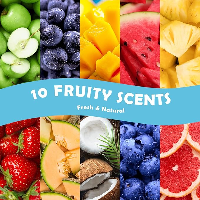 Fruity Fragrance Oil, Holamay Premium Fruit Essential Oils for Diffuser, Candle Soap Making Scents, 10x5ml, Coconut, Strawberry, Mango, Pineapple, More Home Diffusers Oil Scents, Summer Oils Gift Set