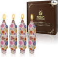 5 inch Short Candle Floral Candle Sticks Printed Candlestick Handmade Unscented Taper Candle 4 Pack Flower Tapered Candles for Home Dinner Wedding Holiday
