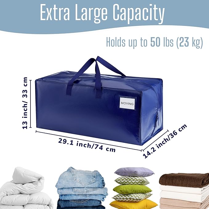 VENO 6 Pack Heavy Duty Moving Bags with Backpack Straps, Zippers & Handles, Extra Large Packing Bags for College Dorm Essentials, Moving Supplies Alternative to Cardboard Moving Boxes