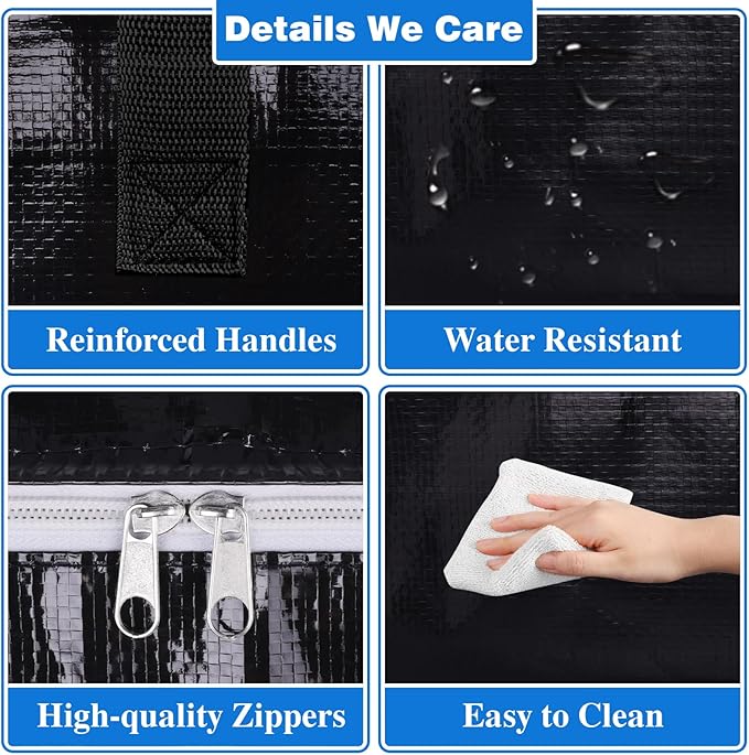 StorageRight Large Moving Bags Heavy Duty Storage Totes for Storage,Packing & Moving Collapsible Moving Supplies with Large Capacity, Reinforced Zippers and Handles, 88L, 10 Packs