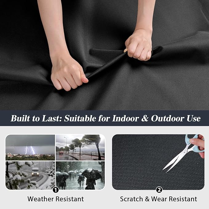 ANMINY 100% Waterproof Outdoor Fabric 3 Yards, 58" W 600D Marine Canvas Fabric with PVC Backing, Ripstop Upholstery Material by The Yard for Furniture Boat Covers Tent Awning, Dark Gray