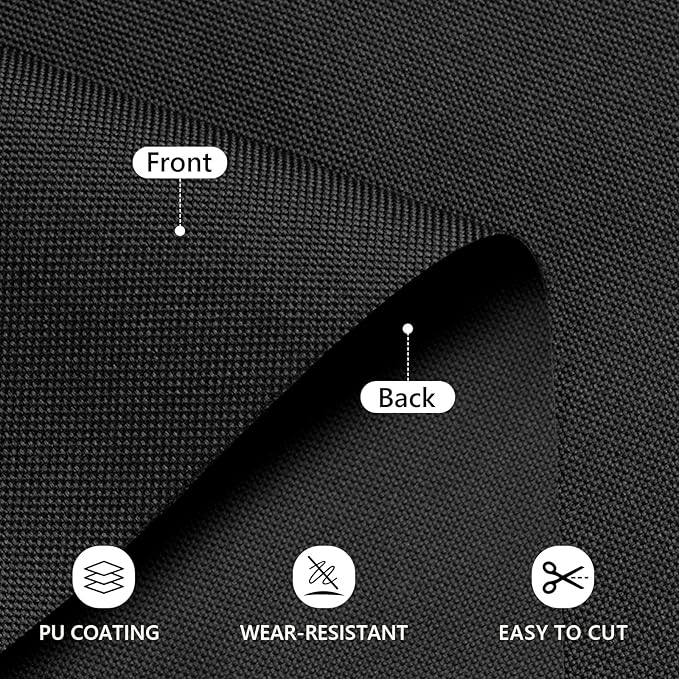 Waterproof Canvas Fabric by The Yard 58inch 600D Upholstery Material Polyester Fabric Outdoor Water Resistant Fabric for Sewing Chair Patio Cushion Purse Bag Interior, 15 Yard Black