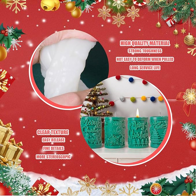 Elk Candle Moulds for Candle Making, Deer Pattern Pillar Candle Mold, Christmas Reindeer Silicone Mold for Soy Wax Candle, Aromatherapy Candle, Gypsum, Plaster, Home Decor (Snowflakes Molds)
