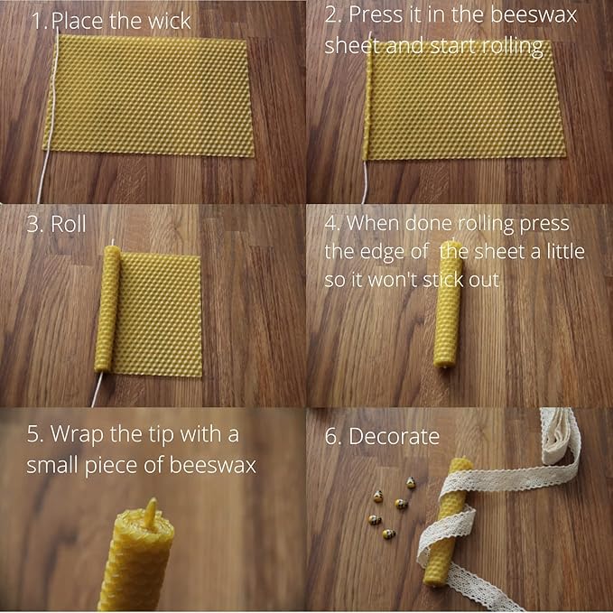 CraftersAvenue Beeswax Candle Making Kit - 20 Beeswax Sheets for Rolled Candles - Size 10 x 8 in - Candle Making Supplies - Candle Making Kit for Adults