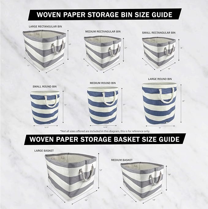 DII Woven Paper Storage Bin, Tweed, Stone, Large