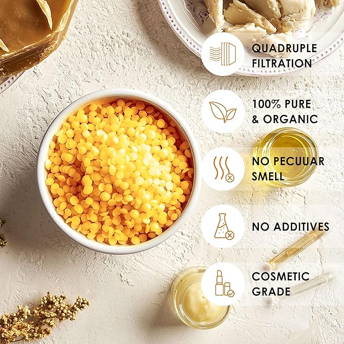 VIPwax Yellow Beeswax Pellets 20LB, 100% Organic Beeswax, Beeswax for Candle Making, Body, Skin Care DIY, Lip Balm and Soap Making Supplies (9070g)