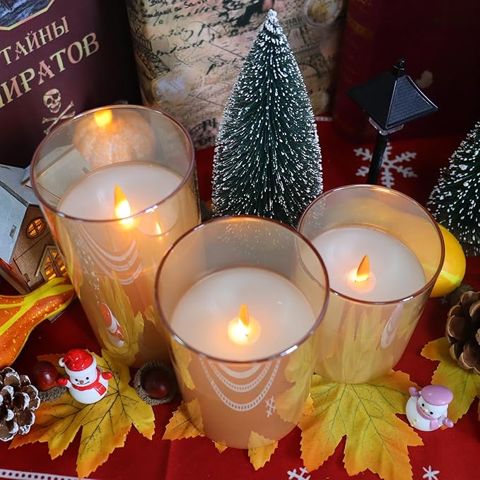200 Hours Rechargeable Flickering Flameless Candles, Mothers Day Gifts, Rechargeable Battery Glass Pillar Candle with Remote and Timer, Real Wax for Home Living Room Decor, Ideal Gift for Women