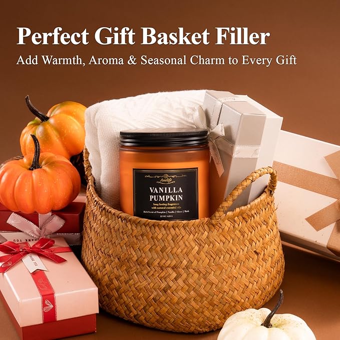 Auelife Winter Candles, Fir & Cedarwood Scented Candle – 22oz Large 3-Wick Soy Candles, Long Lasting Aromatherapy, Woodsy Christmas Candle, Holiday Gift for Women & Men