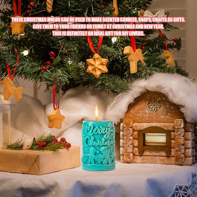 Elk Candle Moulds for Candle Making, Deer Pattern Pillar Candle Mold, Christmas Reindeer Silicone Mold for Soy Wax Candle, Aromatherapy Candle, Gypsum, Plaster, Home Decor (Snowman Molds)