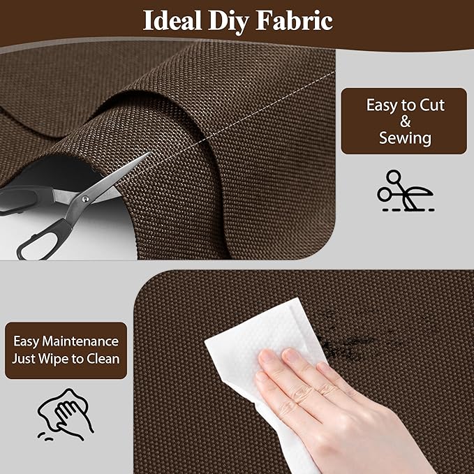 Foreate Waterproof Canvas Fabric by The Yard 600D Fade & UV Resistant Indoor Outdoor Oxford Fabric 58” W Upholstery Polyester Material for Patio Chairs Tent Camping DIY, 5 Yard Brown