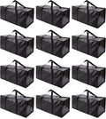 PANDA JOYS Extra Large Moving Bags with Zippers & Carrying Handles, Heavy-Duty Storage Tote for Space Saving Moving Storage, Fold Flat, Alternative to Box and Bin - 12 Pack, Black