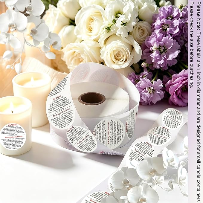 Candle Warning Labels: 2000PCS Candle Wick Stickers 1 Inch Small Candles Jars Safety Stickers Warning Labels for Candles Making Supplies