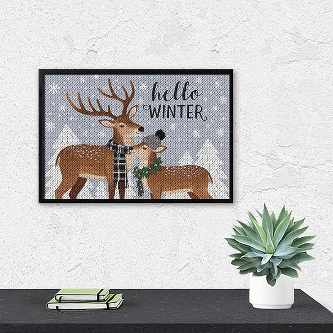 AIVKIEJK Diamond Painting Kits for Adults - Reindeer Snowflake Winter Seasonal Painting DIY 5D Full Drill Diamond Dots Paintings with Diamonds Gem Art and Crafts Home Decor 8"x12"