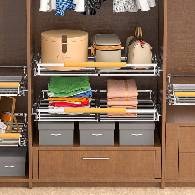 Pull Out Drawer Cabinet Organizer, Expandable Slide Out Storage Shelves - Heavy Duty, Durable and Smooth Slide-Out, 16.3"~26.3" Wide x 17.3" Deep, 1 Pack