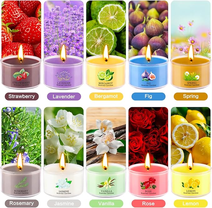 Aromatherapy Scented Candles 20 Pack - Small Candle Gift Set for Women with 10 Scents, 1.6oz Long-Lasting Soy Wax Candles for Relaxation, Yoga, Bath, Christmas Birthday Gifts, Home Decor