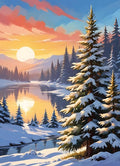 QZOTRXI Christmas Diamond Painting Kits for Adults, 5D DIY Snow Sunset Diamond Art Kits for Beginners, Winter Snow Gem Art Full Round Drill for Gifts and Home Wall Decor 8x10 Inch