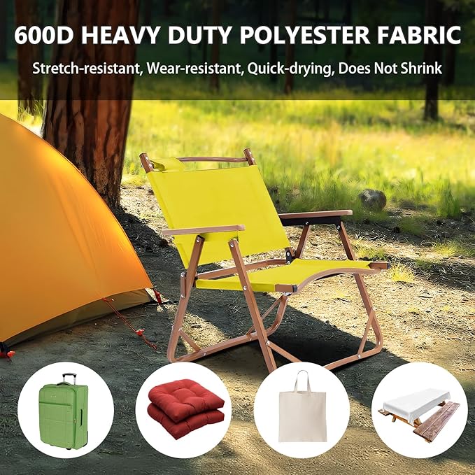 Waterproof Canvas Fabric by The Yard 58inch 600D Upholstery Material Polyester Fabric Outdoor Water Resistant Fabric for Sewing Chair Patio Cushion Purse Bag Interior, 15 Yard Yellow