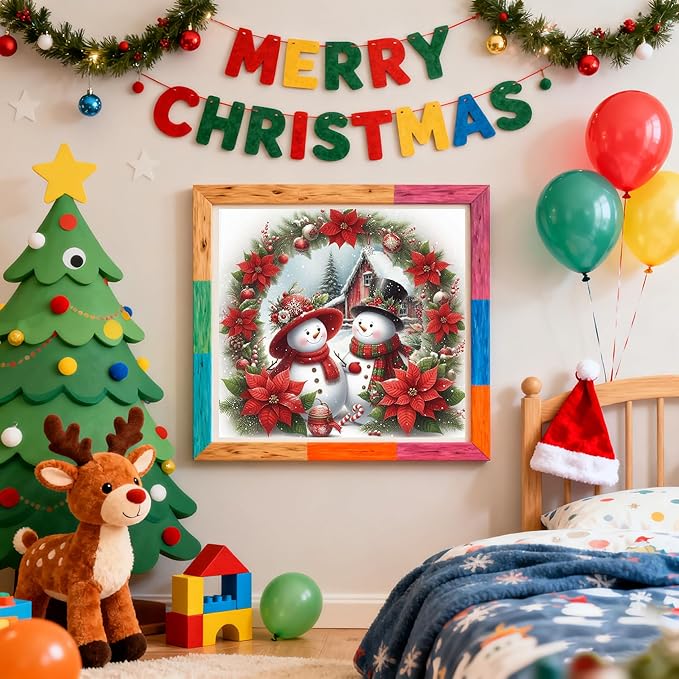 VIGEGU Diamond Art Kits for Adults, Christmas Diamond Painting Kits for Beginners, Christmas Snowman Diamonds Art Painting Kits, 5D Round Full Drill Crafts Kits Home Decor 12x12 Inch