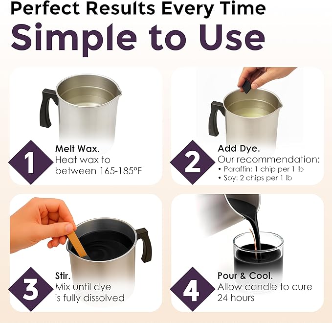 Purple Candle Dye - Made in The USA - Premium Colorants - Highly Concentrated - Popular Colors for Paraffin or Soy Wax - Great for Professionals or Hobbyist - 10 Dye Chips