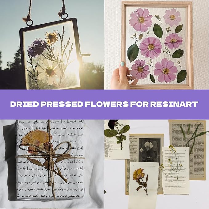 CONVELIFE Dried Flowers for Resin 119Pcs, Pink Real Natural Pressed Flowers with 10Butterfly Stickers, Dried Leaves kit for Scrapbook Supplies Card Making Resin Jewelry Making Soap Candle DIY Crafts