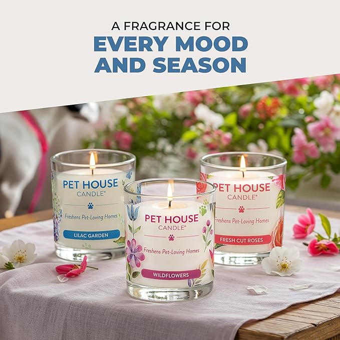 Pet House Candles, Plant-Based, Clean Burning, Long Lasting Pet Odor Candle for Home - Snow Cone