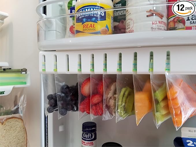 Your Refrigerator Organizer - Zip lock Bags Easy Fridge Organizer - Organizes 10 Bags, Perfect For Leftovers, Easy To See & Install, Access Food, Does not come with Tracks - Door