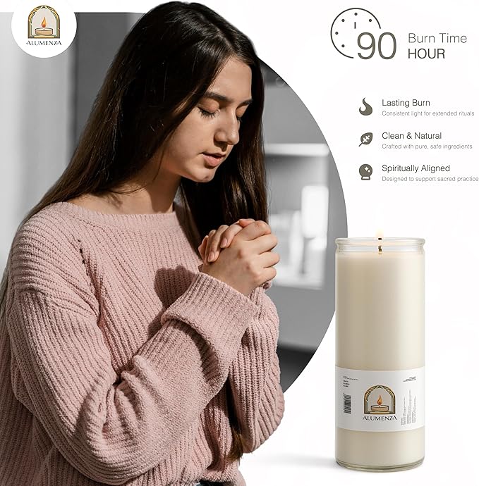 Bulk 3 Pack White 7 Day Candles in Glass Jar – Paraffin Wax, Clean Burning Unscented | Large & Tall Devotional Prayer Pillar Candles for Home, Memorial, Spells, Long Lasting