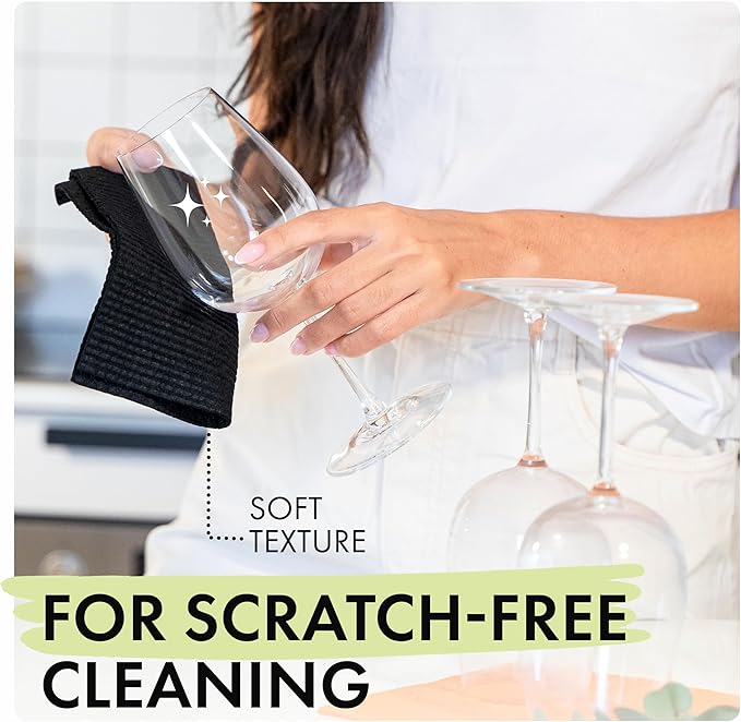 SUPERSCANDI 5 Pack Swedish Dishcloths for Kitchen - 100% Biodegradable & Compostable | Reusable Paper Towels Washable, Food-Safe & Without Plastic - Dish Rags Suitable for Any Surface | Premium, Black