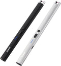 TOMOLO 2PCS Candle Lighter, Electric Lighter with Safety Switch Windproof Flameless Rechargeable Lighters for Candle, Kitchen, Grill, Camping, Gift (Silver, Black)