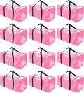 PANDA JOYS 12 Pack Extra Large Moving Bags with Zippers & Carrying Handles, Heavy-Duty Storage Tote for Space Saving Moving Storage, Fold Flat, Alternative to Box and Bin,Pink