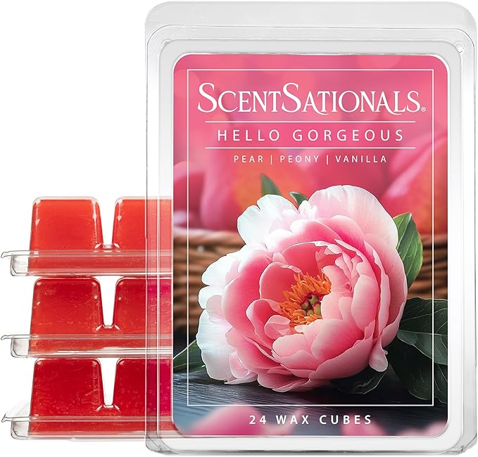 Scentsationals Wax Melts, Wax Cubes Strong Scent - Fine Fragrance Collection 2 Hello Gorgeous - Long Lasting Scented Wax Melts for Warmer, 10oz (24-Cubes)