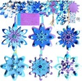 MLOLM 24 Sets Winter Snowflake Crafts Kit DIY 3D Christmas Snowflake Ornament Craft Kits Make Your Own Snowflake Sticker Pompoms for Winter Christmas Holiday Home Activities Party Favors