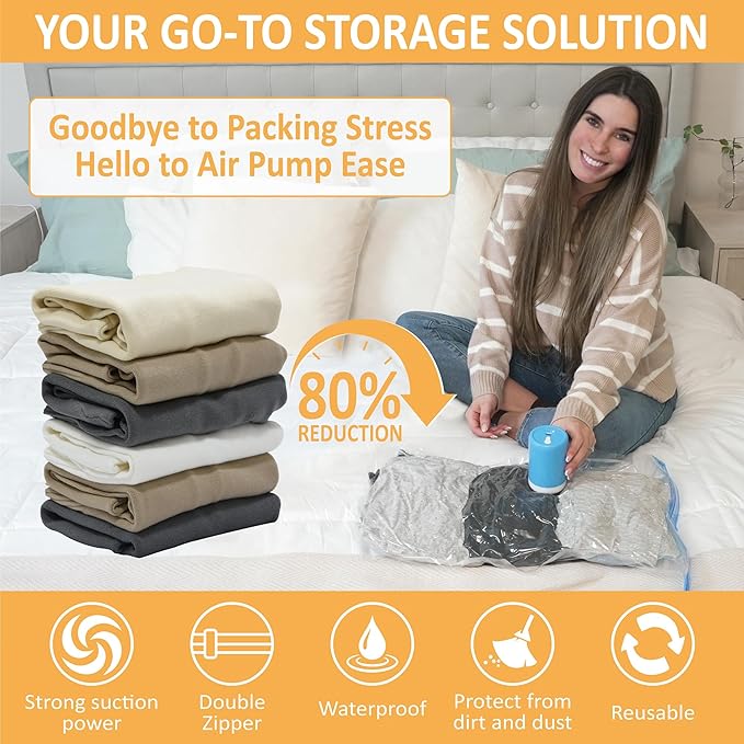 Cozy Essential Travel Vacuum Storage Bags with Rechargeable Cordless USB Pump, Space Saver Bags for Luggage, Suitcase, Carry-On, for Clothes, Blankets, Bedding & Seasonal Storage,22 Combo