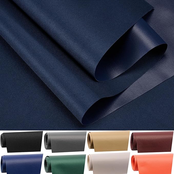 Waterproof Canvas Fabric by The Yard 60" W 600 Denier PVC Backing Water Repellent Polyester Upholster Fabric Material for Indoor Outdoor Marine Awning Tent Craft DIY(1 Yard, Dark Blue)