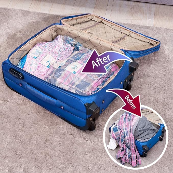 MEIQIHOME Vacuum Storage Bags, Space Saver Sealer Bags,Vacuum seal bags for clothing, Pillows, Comforters, Blankets, Bedding,Travel,8 LARGE