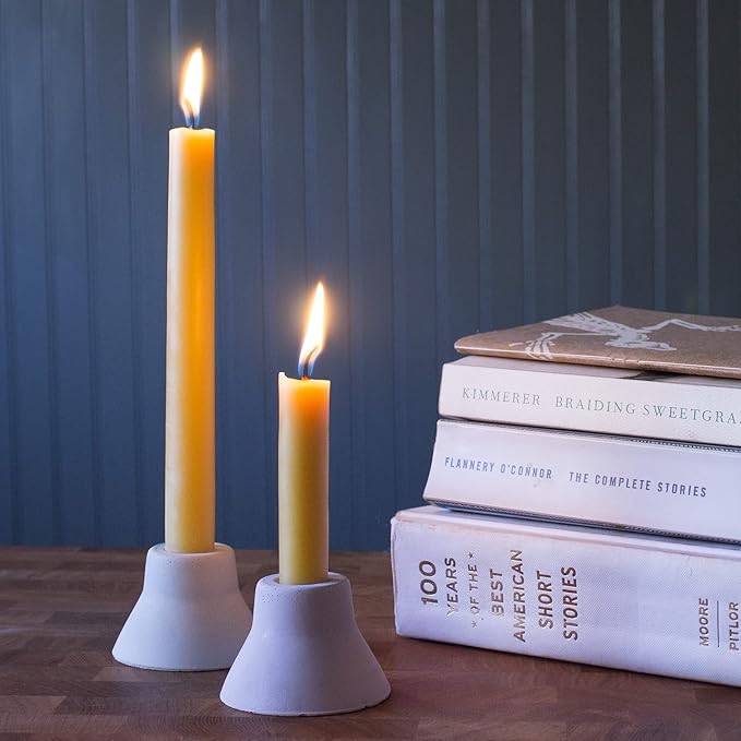 Bluecorn Beeswax Taper Candles, 100% Pure Natural Bees Wax, Pair of 10 Inch Yellow Tapered Candlesticks, Clean Burning & Dripless, Fragrance Free, Long Lasting, Home Decor, American Made, 1 Count