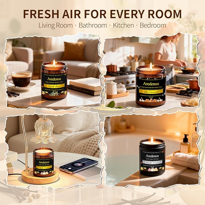 Vanilla Bean Odor Eliminating Candles | Vanilla Bean Scented Soy Candle for Home, Air Freshening & Cozy Vanilla Scent, Relaxing Home Scented Candles, Cozy Winter Candle Gift for Women & Men