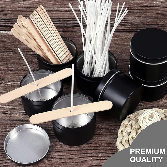 DINGPAI Candle Tins - 27 Black Metal Containers, 2oz Each, DIY Candle Making, Arts & Crafts, Storage & Gifts