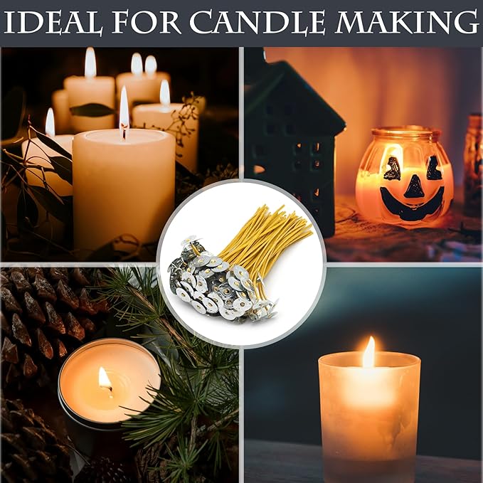 10cm Hemp Candle Wicks 100Pcs, Hemp Braided Wick for Handamde Candle Making, Pre-Waxed with Beeswax
