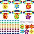 Tondiamo 24 Sets Mothers Day Crafts Spring Flower Beads for Bracelets DIY Colorful Flower Bracelet Making Kit for Spring Mothers Day Jewelry Making Supplies DIY Activities Party Favor Gifts