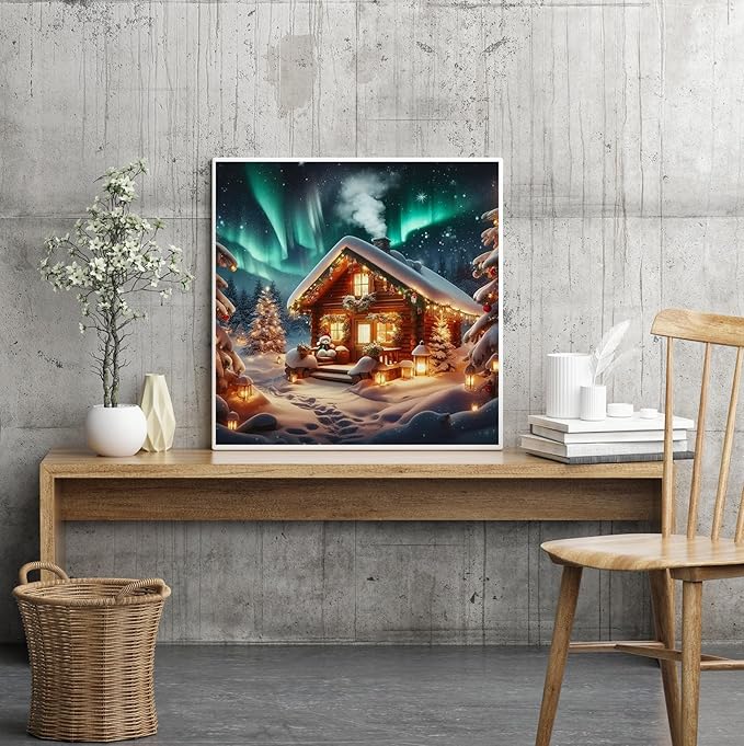 APTDYIGL 5D Christmas House Diamond Painting Kits for Adults Beginner,DIY Christmas Diamond Art Kits for Adults,Round Full Drill Diamond Dots with Gem Art Kits,Home Wall Decor 13.7X13.7inch