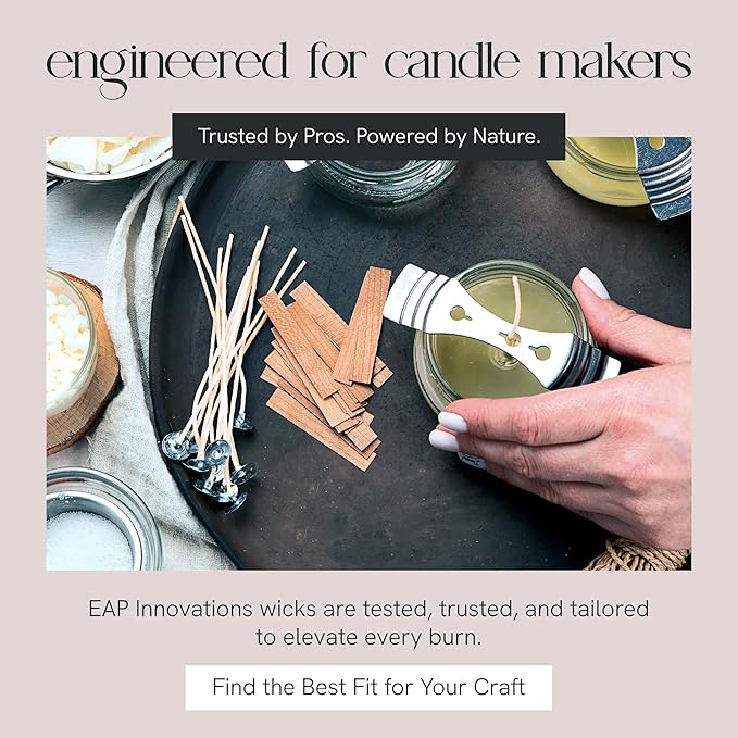6" Eco Candle Making Wicks, Self-Trimming Design, Coreless Cotton Wicks for Candle Making, Ideal for DIY, Ideal for Low Melt-Point Waxes, Size ECO-12, Pack of 100