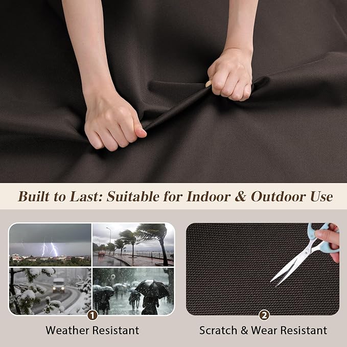 ANMINY 100% Waterproof Outdoor Fabric 15 Yards, 58" W 600D Marine Canvas Fabric with PVC Backing, Ripstop Upholstery Material by The Yard for Furniture Boat Covers Tent Awning, Dark Brown