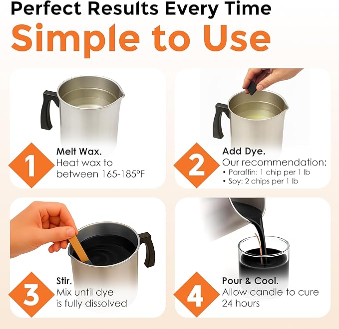 Orange Candle Dye - Made in The USA - Premium Colorants - Highly Concentrated - Popular Colors for Paraffin or Soy Wax - Great for Professionals or Hobbyist - 25 Dye Chips