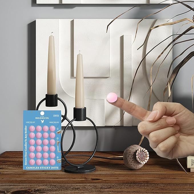 Candle Sticky Dots-Pink Candles Accessories-Wax Dots Adapter-Candle Adhesive (Set of 24 Dots)