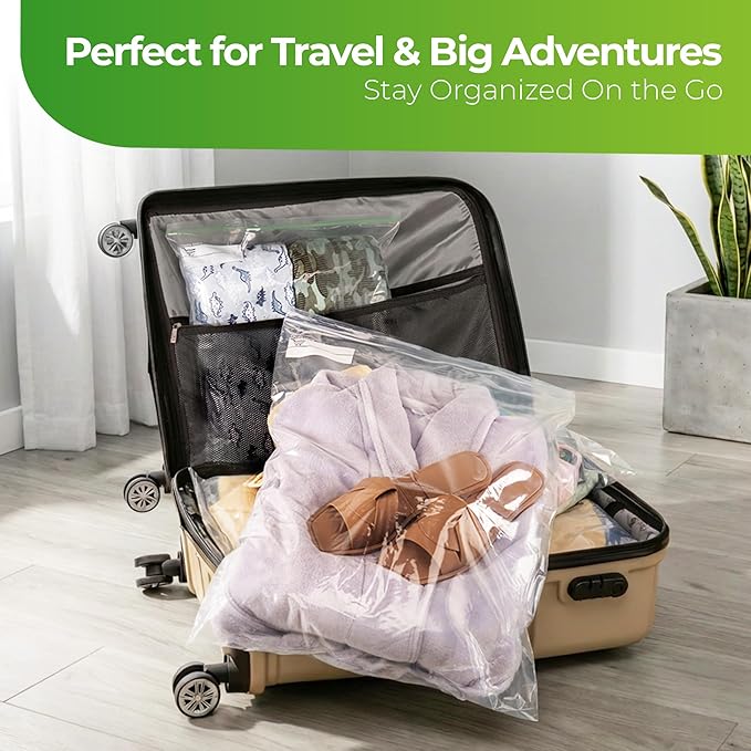 5 Gallon Storage Bags - 10 Count, Extra Strong And Super Durable, 2 Mil Thick, Leak-Proof Unique Zipper, Extra Large Storage Bags for Home & Travel
