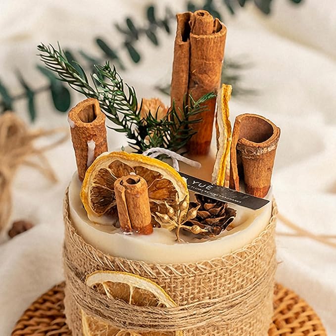 SimpleVibesXinPuwei DIY Lemon Cinnamon Pillar Wax Material Kit - Festive Handmade Activity Scented Wax Crafting Set (A)