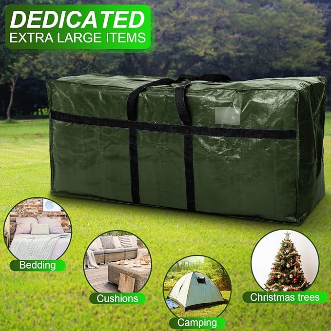 6 Pcs 66 Gallon Extra Large Moving Bags Heavy Duty Storage Bag with Strong Zipper Handle Foldable XXL Jumbo Storage Tote Packing Moving Box for College Dorm Travel Cloth Duffle (Army Green)